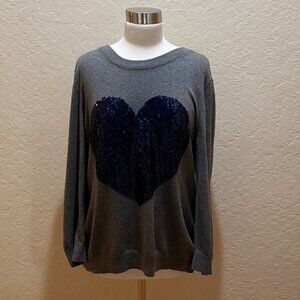 GAP grey sweater with navy sequined heart XXL